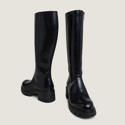 Bottes &agrave; semelles crant&eacute;es in black leather | antonin