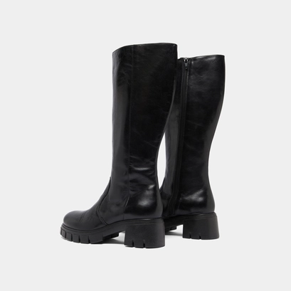 Bottes &agrave; semelles crant&eacute;es in black leather | antonin