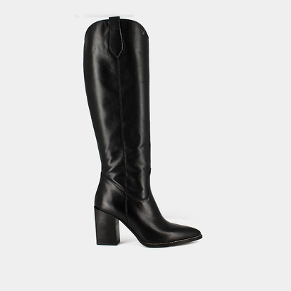 Bottes pointues &agrave; talons in black leather | PAPRIKA