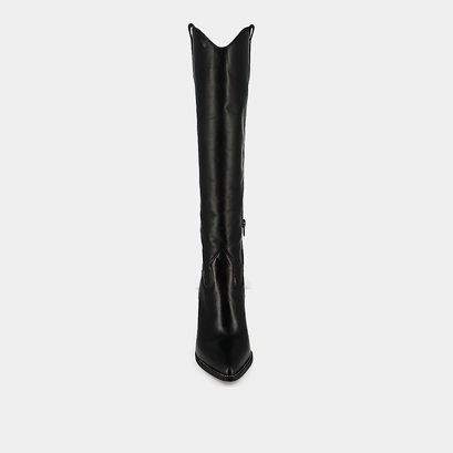 Bottes pointues &agrave; talons in black leather | PAPRIKA