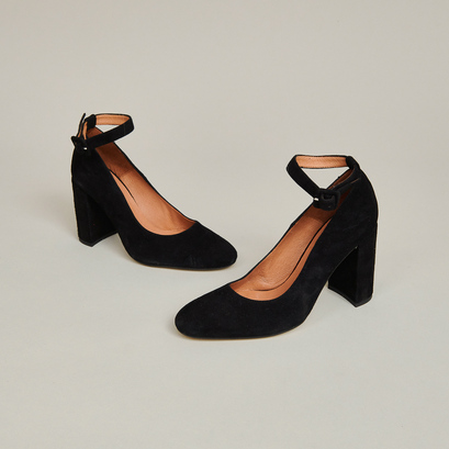 High-heeled slippers in black velvet | VARS