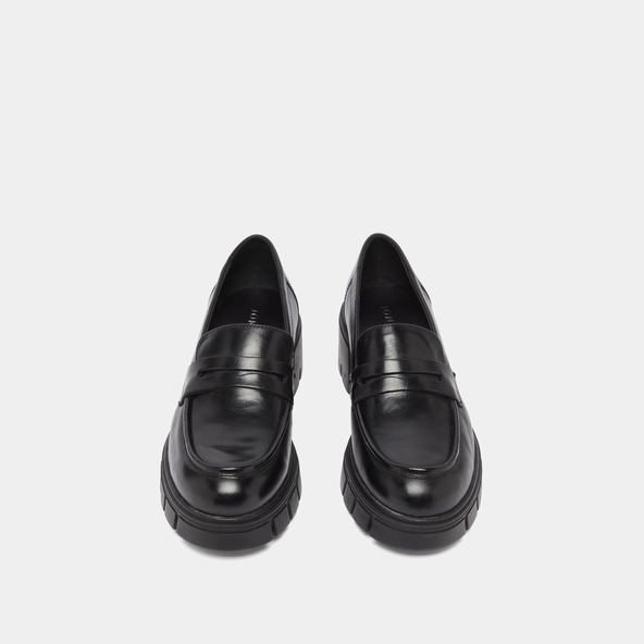 Heeled loafers in black leather | ARON