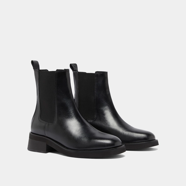 Boots à bouts arrondis et élastiques in black leather | PARISSE