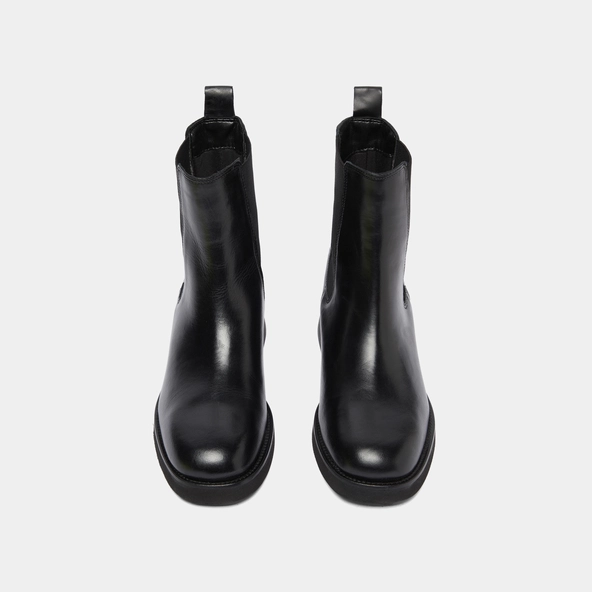 Boots à bouts arrondis et élastiques in black leather | PARISSE