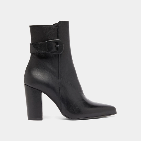 Bottines à bouts pointus et boucles in black leather | BETH