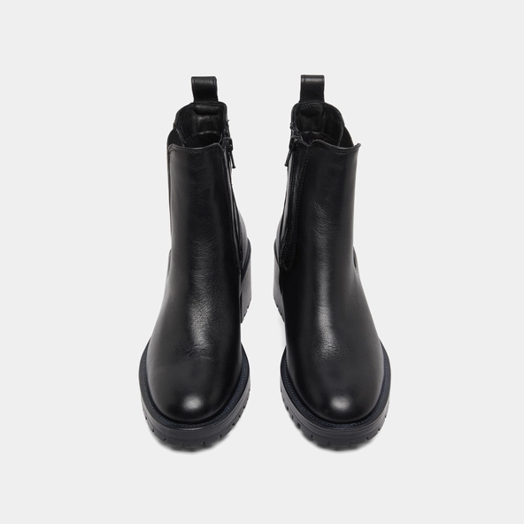 Lowboots with elastic bands in black grained leather | CECILE