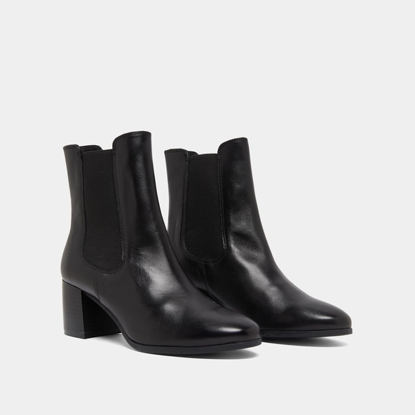 Bottines &agrave; talons et &eacute;lastiques in black leather | ALDERIC