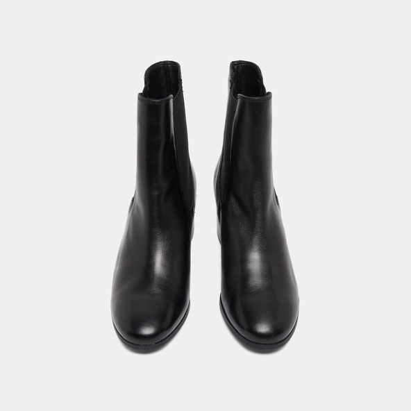 Bottines &agrave; talons et &eacute;lastiques in black leather | ALDERIC