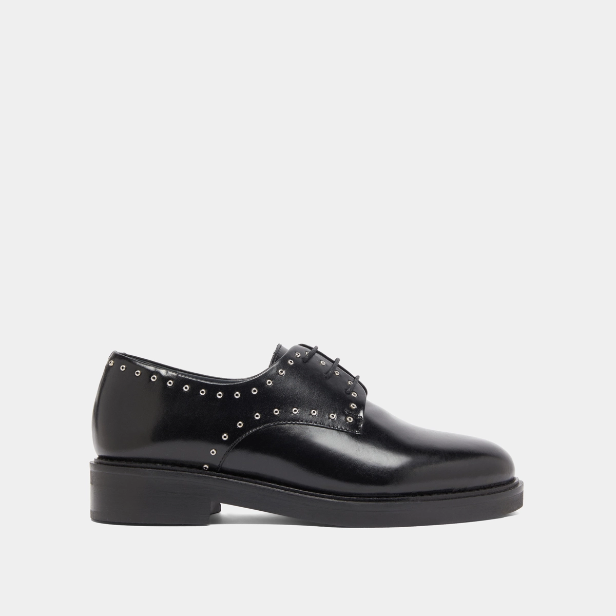 Derbies à détails argentés in black leather | DAHO