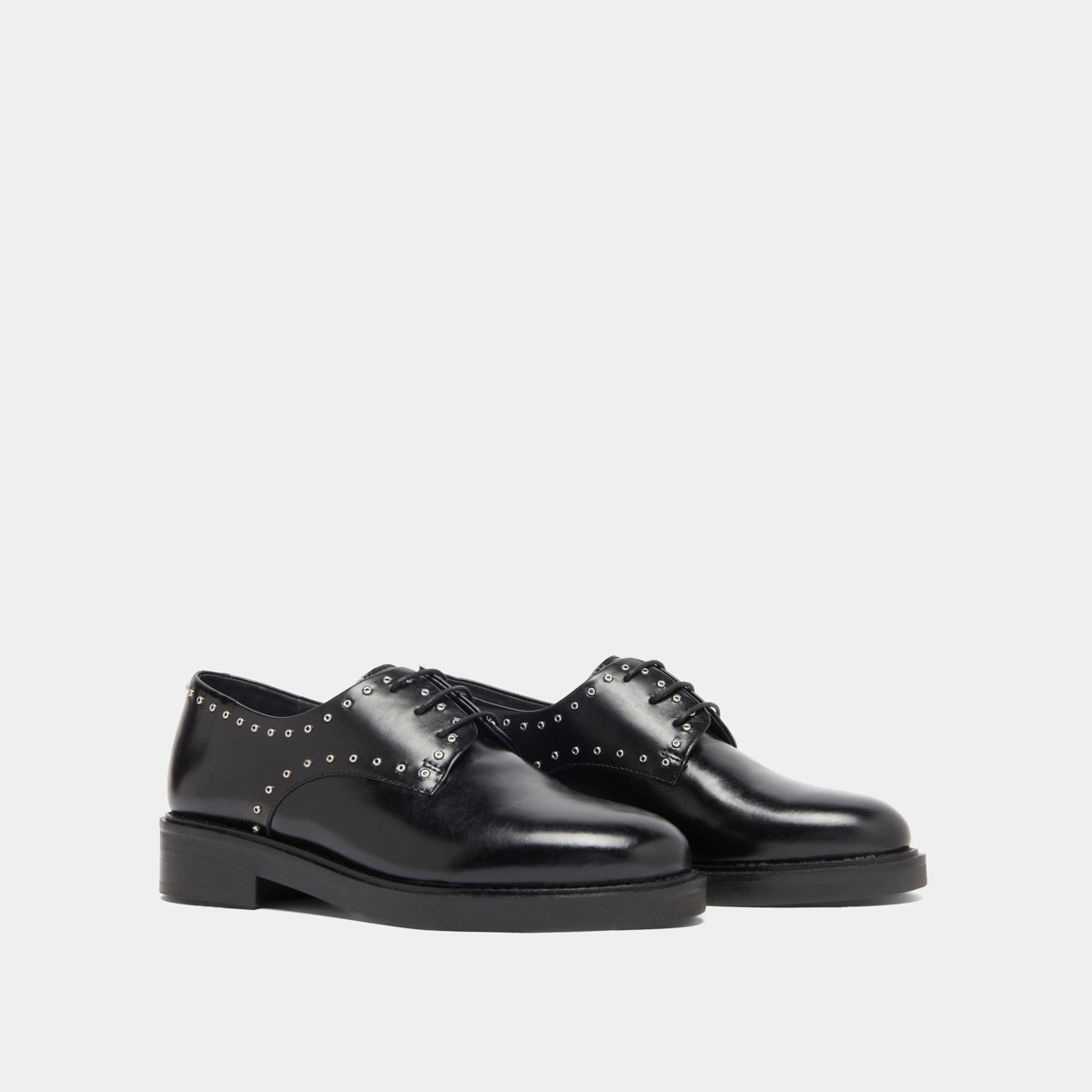 Derbies à détails argentés in black leather | DAHO