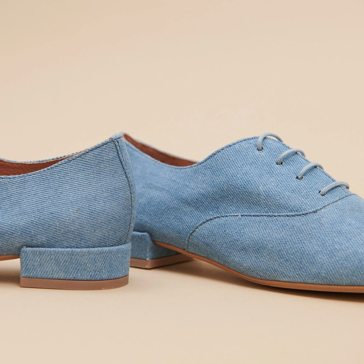 Richelieus à talons plats in blue denim | ADENISE