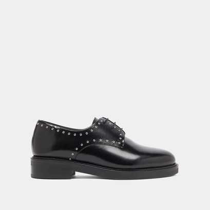 Derbies &agrave; d&eacute;tails argent&eacute;s in black leather | daho