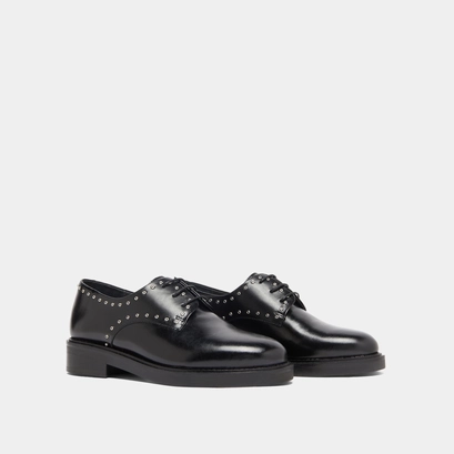 Derbies &agrave; d&eacute;tails argent&eacute;s in black leather | daho