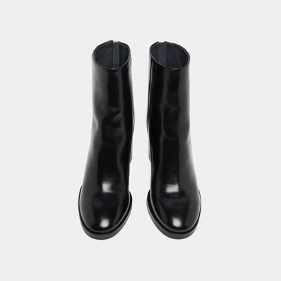 Bottines &agrave; talons in black leather | deep