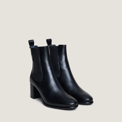Bottines &agrave; talons et &eacute;lastiques in black leather | devin