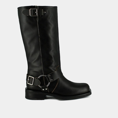 Bottes &agrave; bouts ronds in black leather | philippe