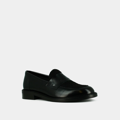 Mocassins college &agrave; bouts ronds - Jonak in black glazed leather | DISTRICT