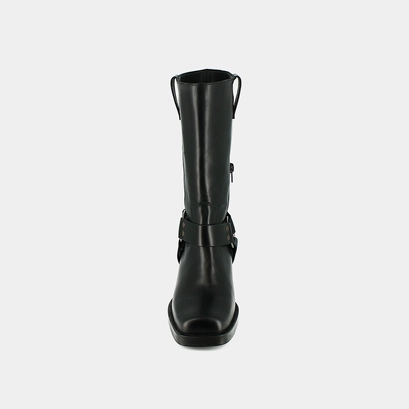 Bottes &agrave; boucles in black greased leather | buffalo