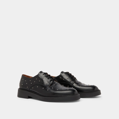 Derbies &agrave; d&eacute;tails argent&eacute;s in black leather | abeille