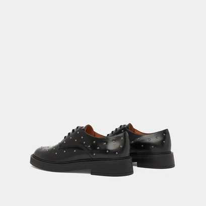 Derbies &agrave; d&eacute;tails argent&eacute;s in black leather | abeille