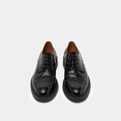 Derbies &agrave; d&eacute;tails argent&eacute;s in black leather | abeille