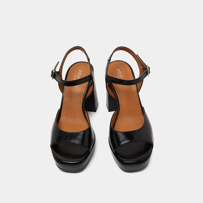 Sandales &agrave; hauts talons et plateformes in black leather | bamba