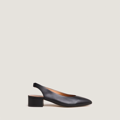Ballet flats with open backs in black leather | vince