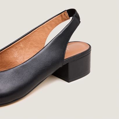 Ballet flats with open backs in black leather | vince