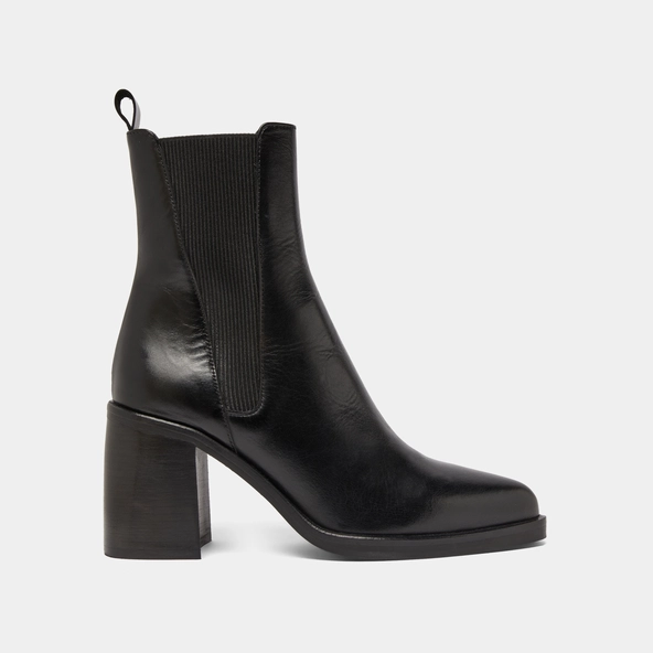 Boots à talons hauts et élastiques in black leather | DISCO