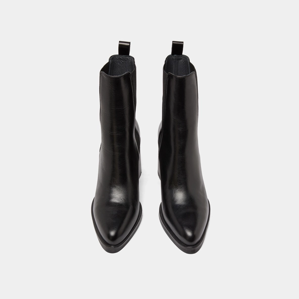 Boots à talons hauts et élastiques in black leather | DISCO