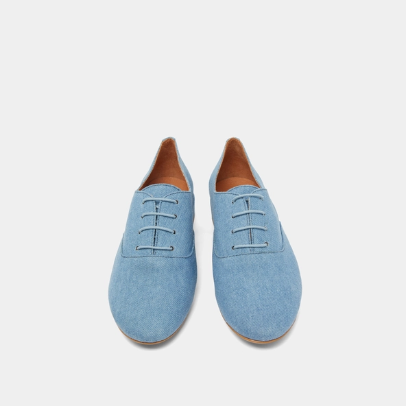 Richelieus à talons plats in blue denim | ADENISE