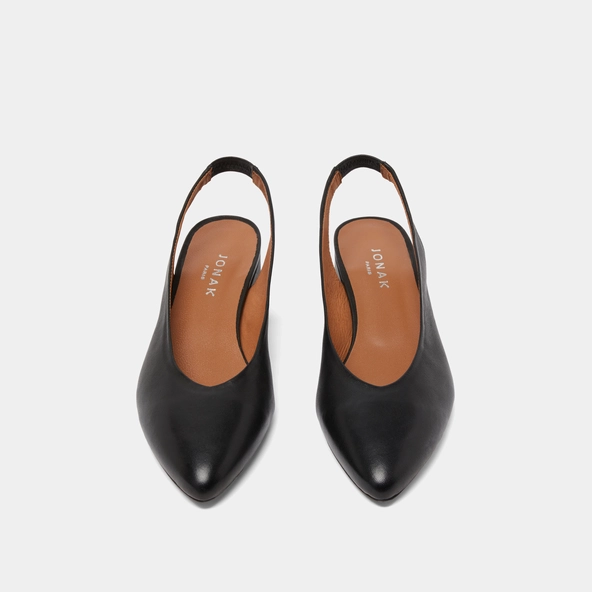 Ballet flats with open backs in black leather | VINCE