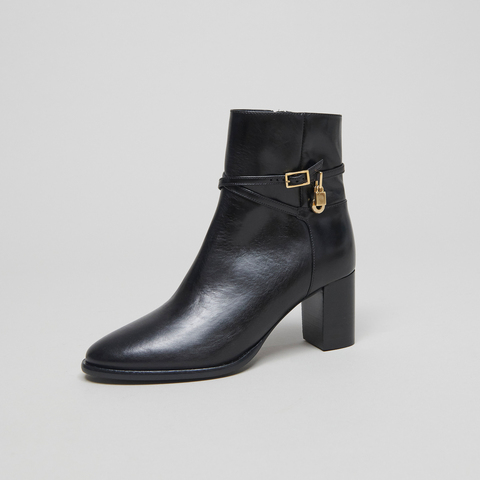 Bottines &agrave; talons haut et charms dor&eacute;s black