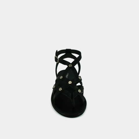 Nu-pieds &agrave; boucles et multiples brides black