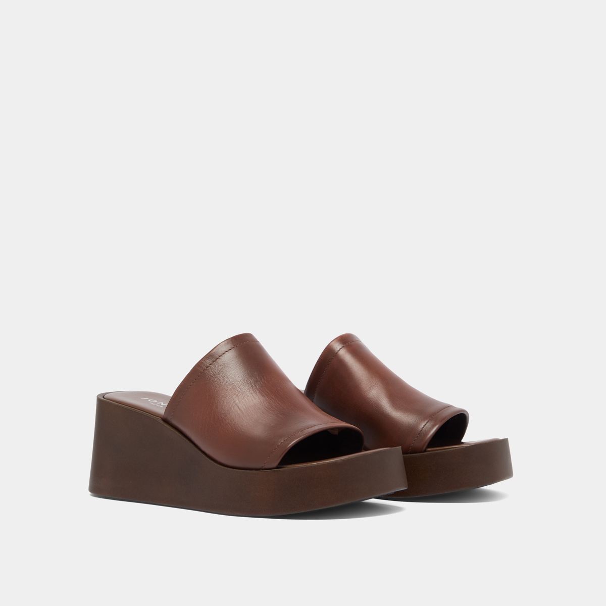 Mules compens&eacute;es dark brown