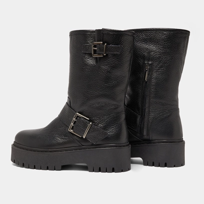 Bottes avec boucles in black grained leather | riccardo