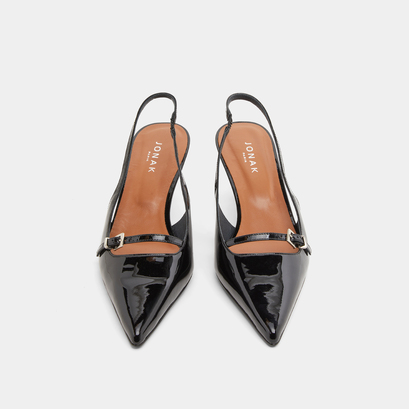 Heeled pumps in black patent | DAMOISELLE