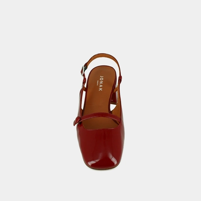 Mary Jane with open backs in carmine red leather | DARIO