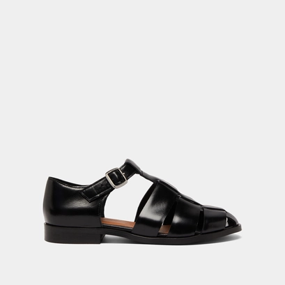 Sandales in black leather | AGOSTA