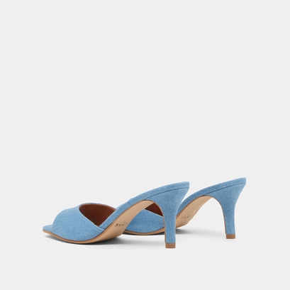 Heeled mules in blue denim | VERTIGO