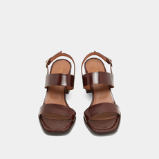 Sandales &agrave; talons cognac