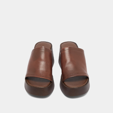 Mules compens&eacute;es dark brown