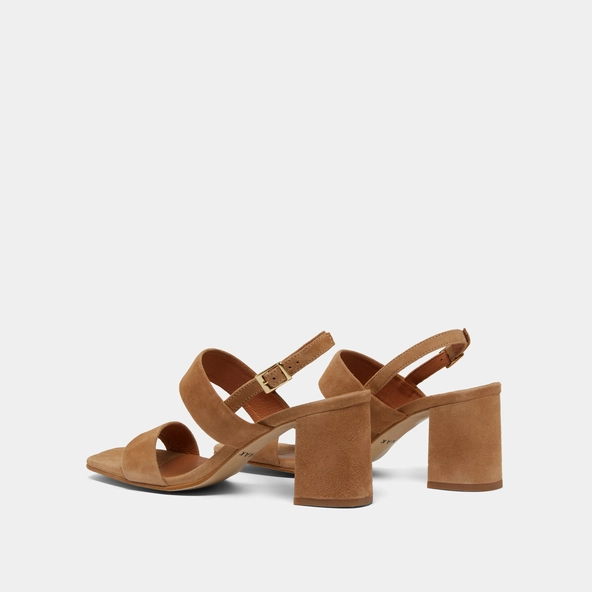 Sandales &agrave; talons in camel velvet | VICO