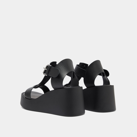 Sandales compens&eacute;es &agrave; boucles ajustables black