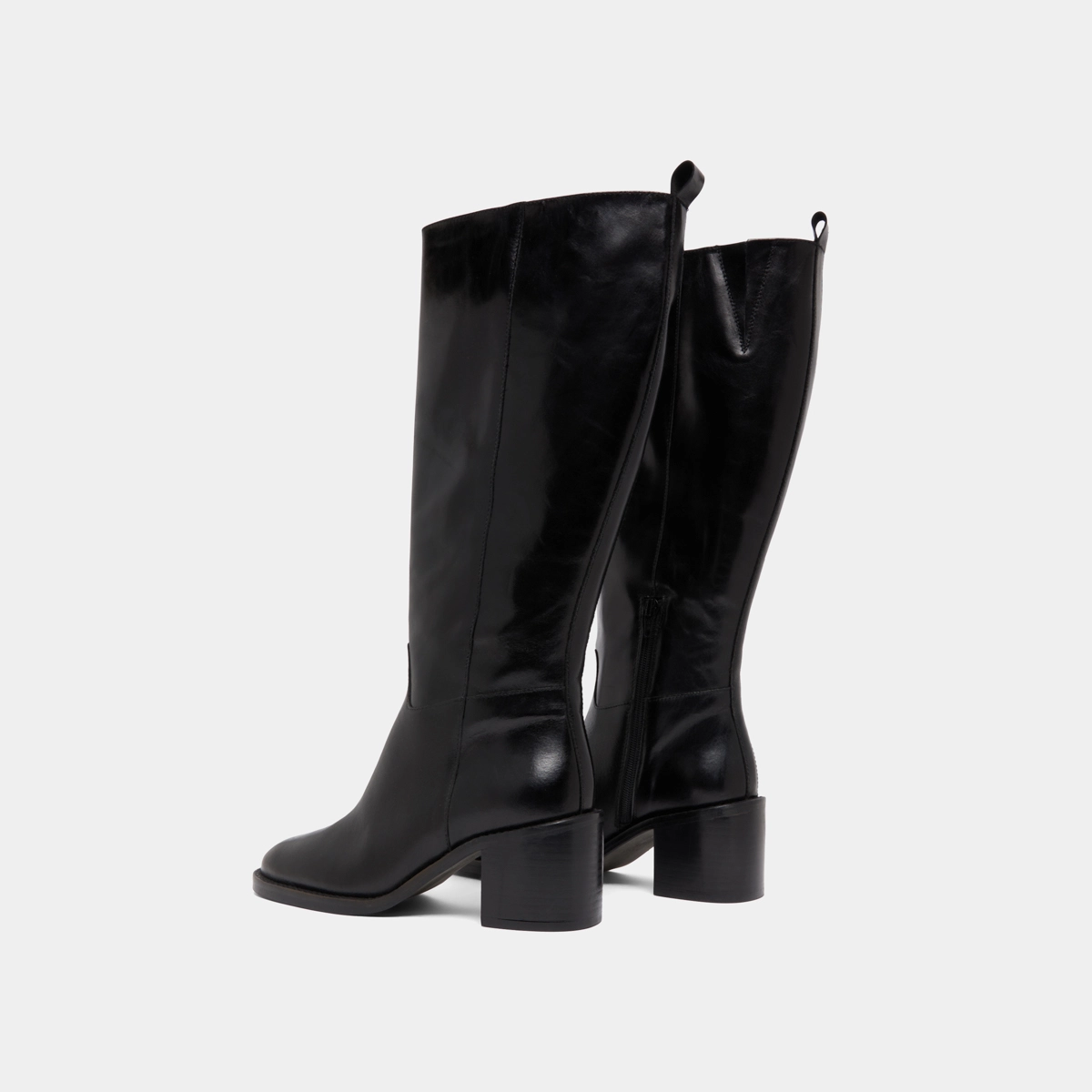 Knee-high boots in black leather calf size M | BONNIE