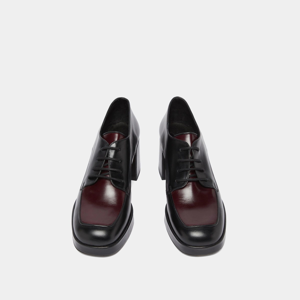 Derbies à talons in black and burgundy leather | VIVALDI