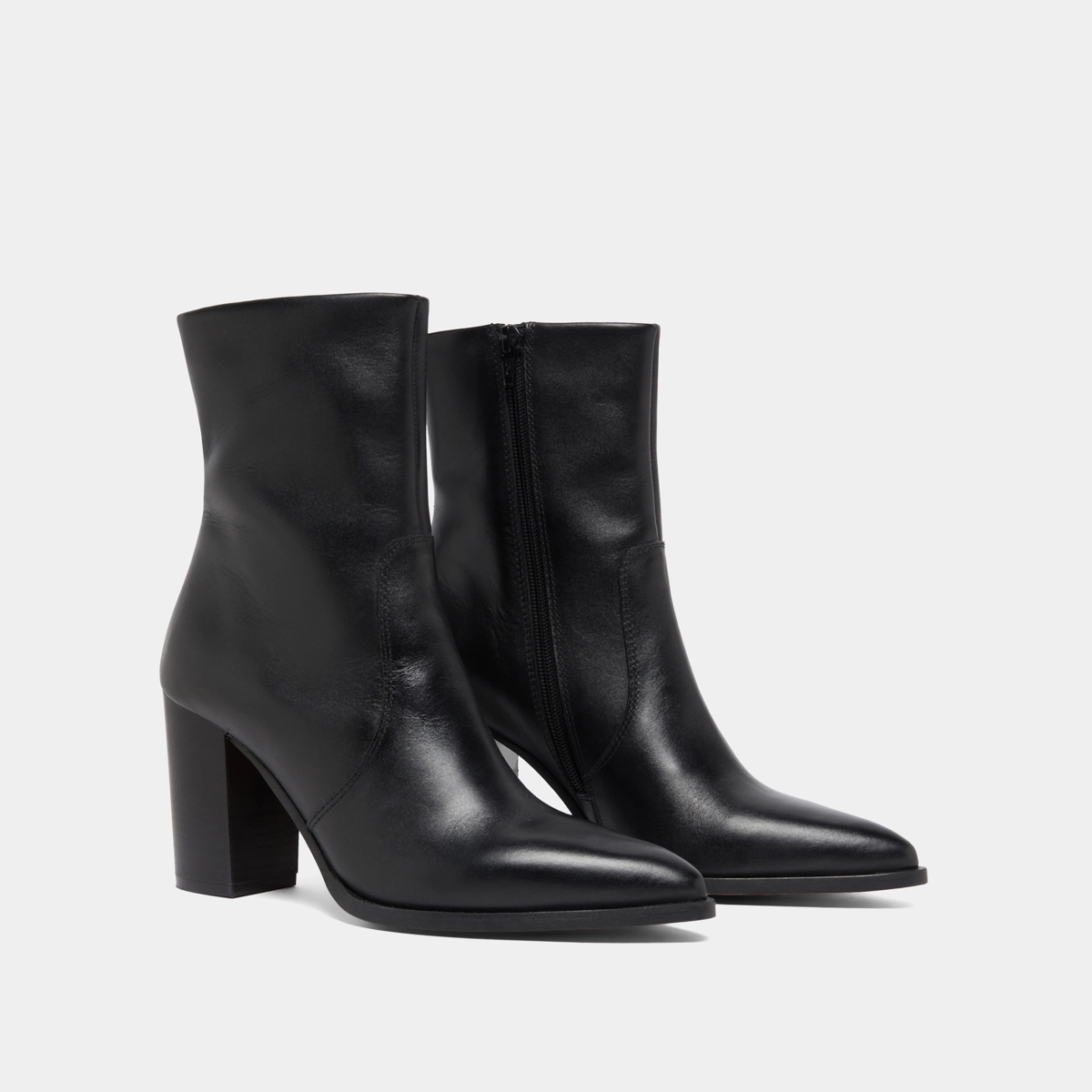 Bottines à talons in black leather | PERLE