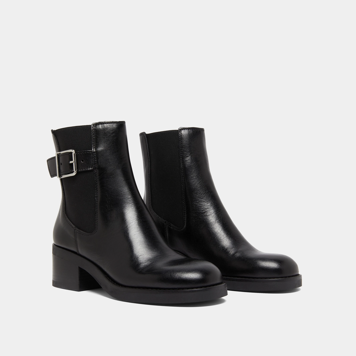 Boots à élastiques et boucles ajustables... in black leather | BOULOU