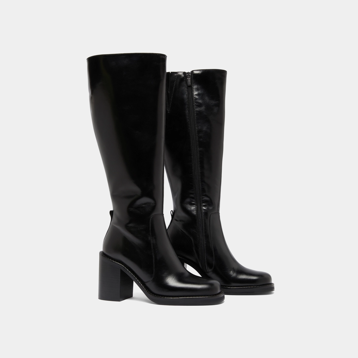Boots with overflowing heels in black leather calf size S | BRETZEL