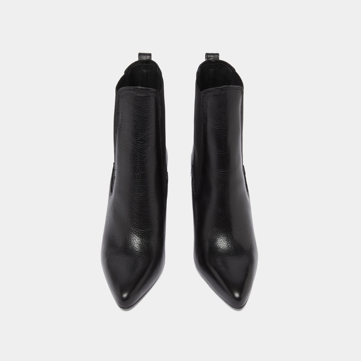 Bottines à talons et bouts pointus in black grained leather | BROOK